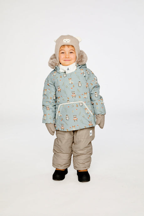 Baby Two Piece Snowsuit Blue Animal Print-1