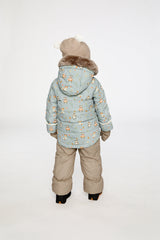 Baby Two Piece Snowsuit Blue Animal Print-3