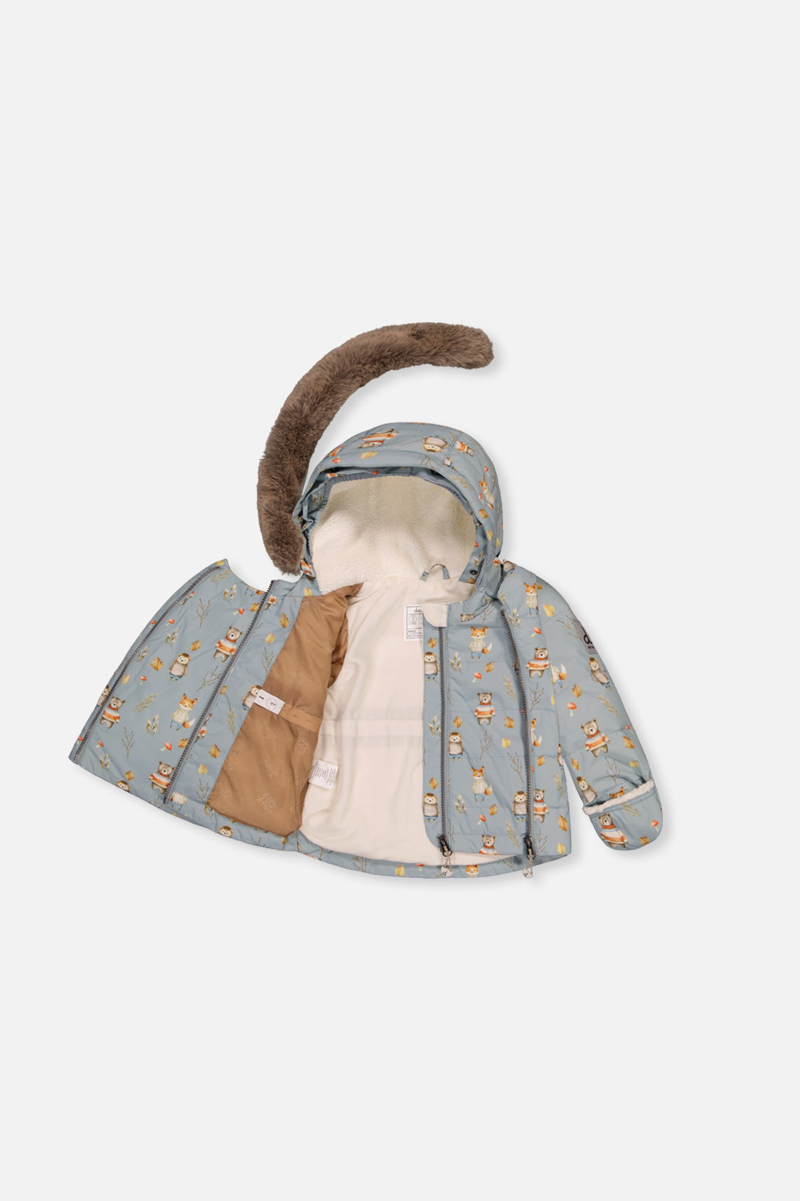 Baby Two Piece Snowsuit Blue Animal Print-4