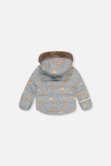 Deux par Deux blue animal print baby snowsuit, alternate view 3