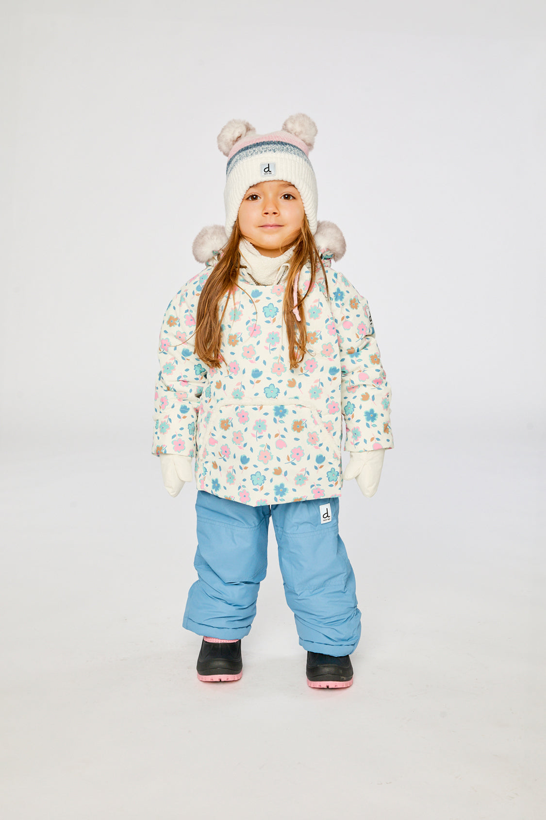 Baby Two Piece Snowsuit White With Floral Print-1