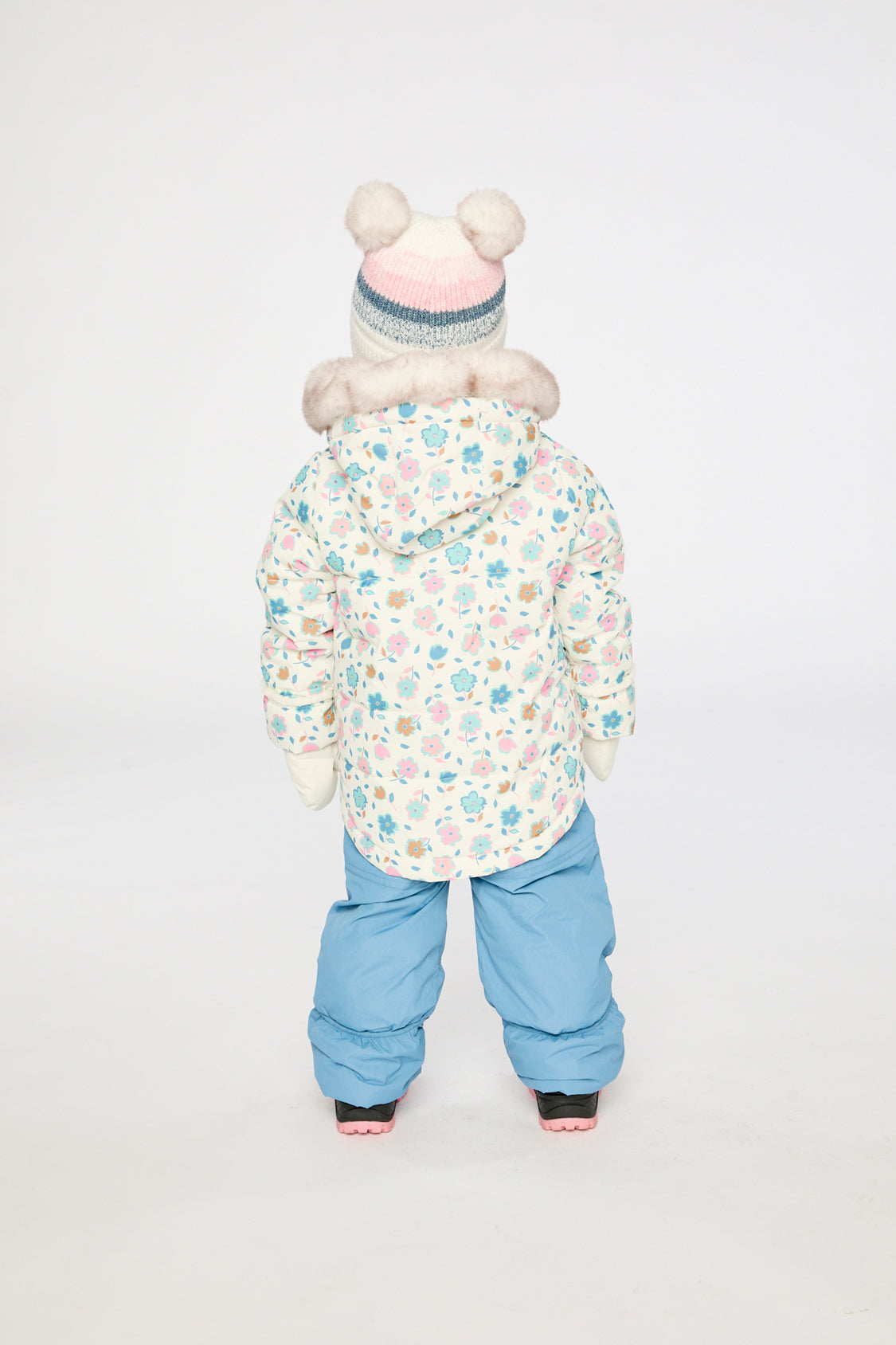 Baby Two Piece Snowsuit White With Floral Print-3