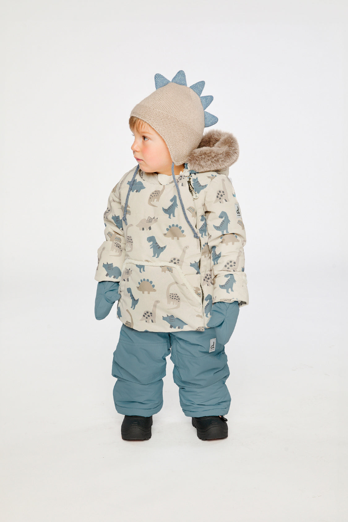 Baby Two Piece Snowsuit Blue Dinosaur Print-1