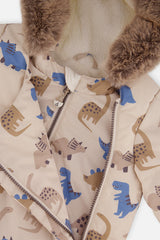 Deux par Deux baby boys' two-piece snowsuit, blue dinosaur print, additional angle