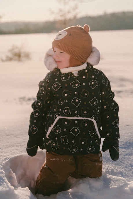 Baby Two Piece Snowsuit Blue Printed Teddy Bears-1