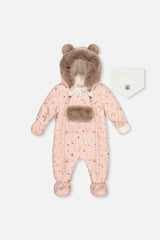 Baby One Piece Snowsuit Adapted For Car Seats Pink Animal Print-0