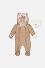 Baby One Piece Snowsuit For Car Seats Taupe-0