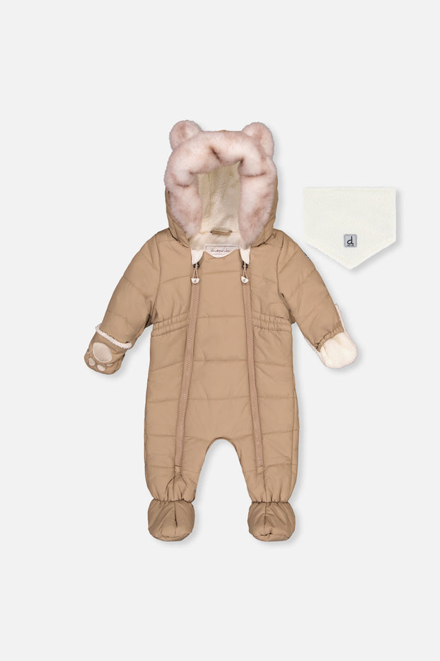 Baby One Piece Snowsuit For Car Seats Taupe-0