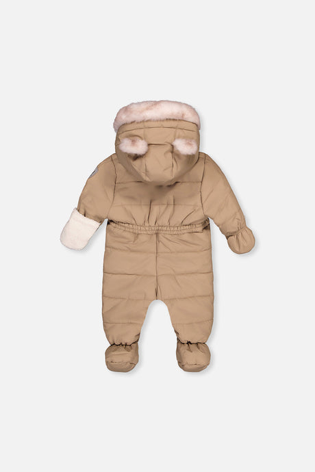 Baby One Piece Snowsuit For Car Seats Taupe-1
