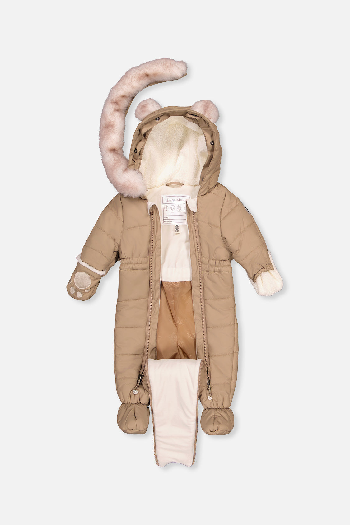 Baby One Piece Snowsuit For Car Seats Taupe-2