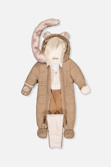 Baby One Piece Snowsuit For Car Seats Taupe-2