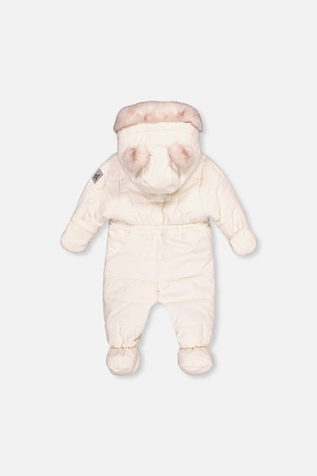 Baby One Piece Snowsuit For Car Seats Off White-1
