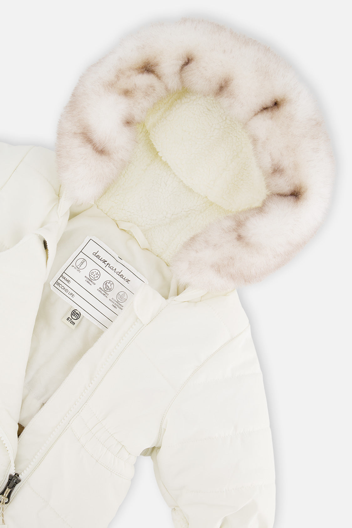 Baby One Piece Snowsuit For Car Seats Off White-3