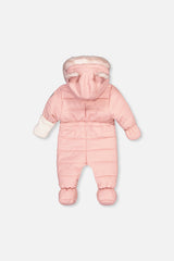 Baby One Piece Snowsuit For Car Seats Pale Dusty Pink-1