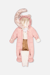 Baby One Piece Snowsuit For Car Seats Pale Dusty Pink-2
