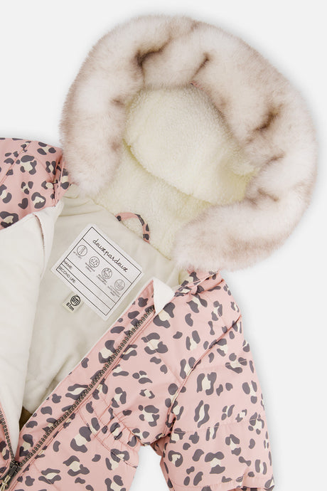 Baby One Piece Snowsuit For Car Seats Rose Leopard Print-3