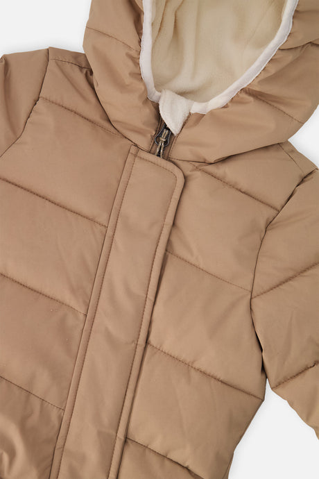 Deux par Deux Baby Cloud one-piece car-seat snowsuit in beige, additional angle