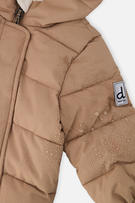 Deux par Deux Baby Cloud one-piece car-seat snowsuit in beige, another studio view