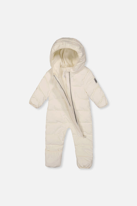 Deux par Deux Baby Cloud one-piece car-seat snowsuit in off-white, alternate view