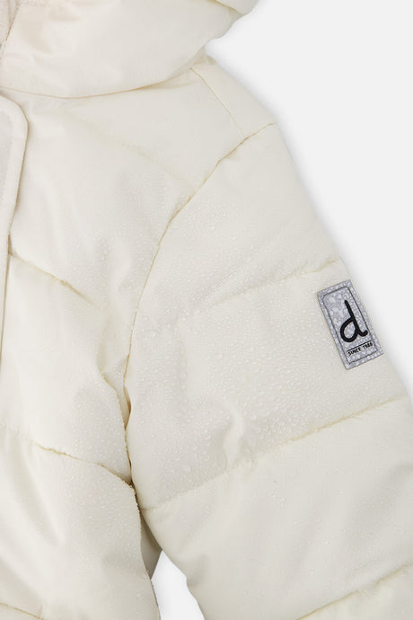 Deux par Deux Baby Cloud one-piece car-seat snowsuit in off-white, another studio view