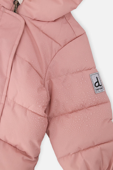 Deux par Deux Baby Cloud one-piece car-seat snowsuit in pale dusty pink, another studio view