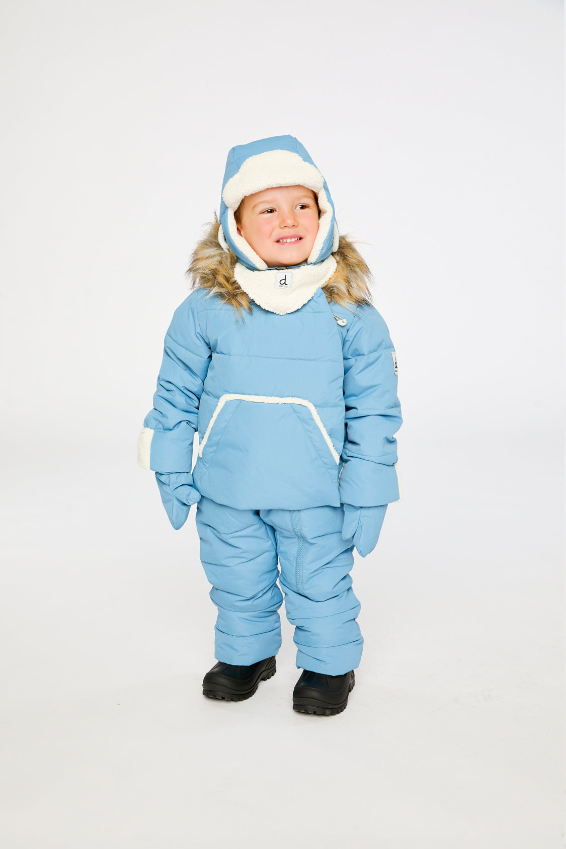 Baby Snug One Piece Snowsuit Adapted For Car Seats Blue Grey-1