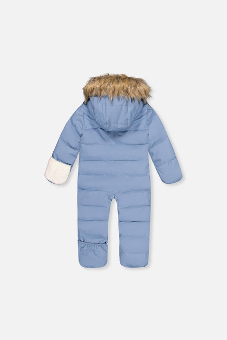 Baby Snug One Piece Snowsuit Adapted For Car Seats Blue Grey-4