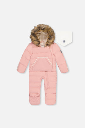 Deux par Deux Baby Snug Pale Dusty Pink car seat snowsuit -20°C 5K for 3M-2T