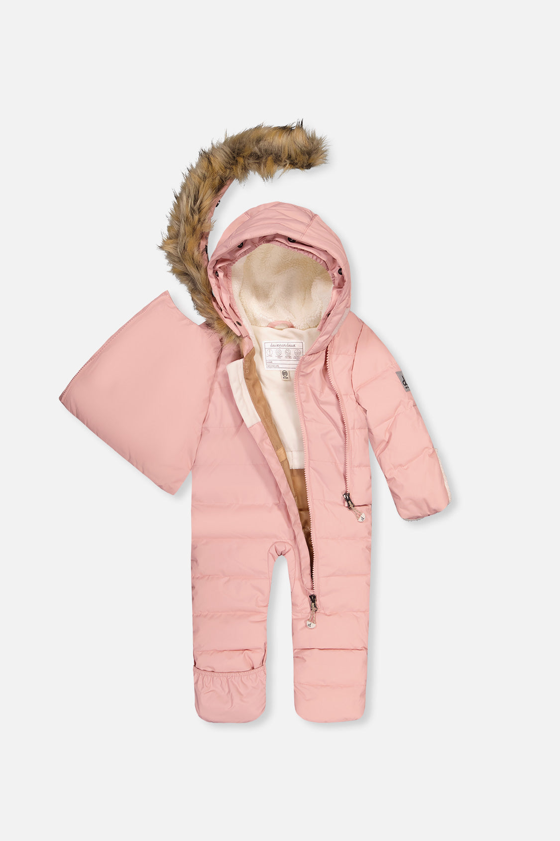 Deux par Deux Baby Snug pale dusty pink snowsuit, alternate view 3