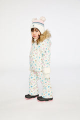 Baby Snug One Piece Snowsuit Adapted For Car Seats White With Floral Print-2