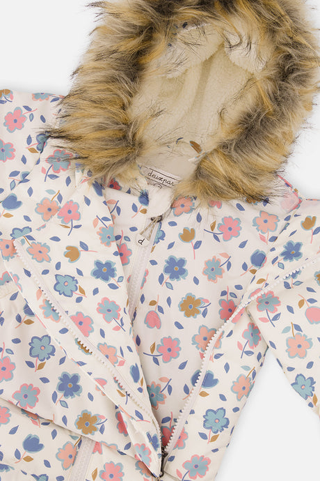 Deux par Deux Baby Snug white floral snowsuit, alternate view 4