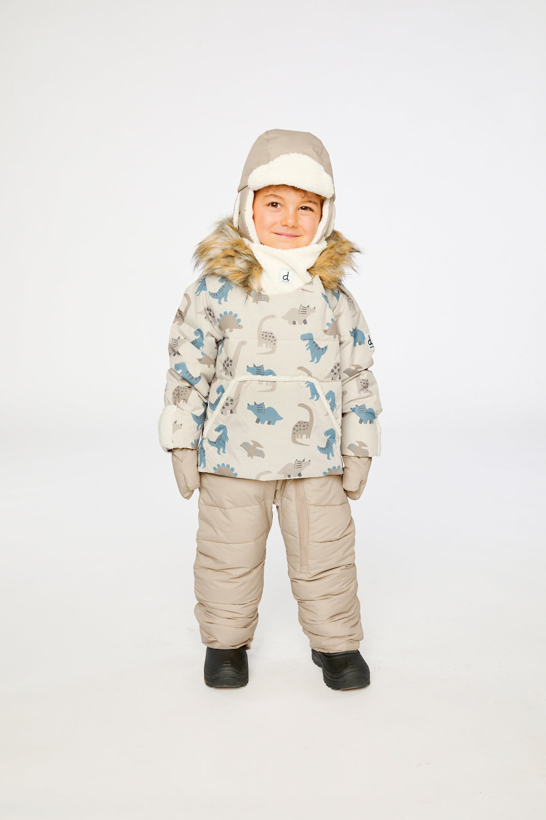 Baby Snug One Piece Snowsuit Adapted For Car Seats Blue Dinosaur Print-1