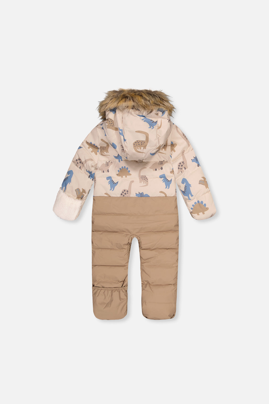 Baby Snug One Piece Snowsuit Adapted For Car Seats Blue Dinosaur Print-4