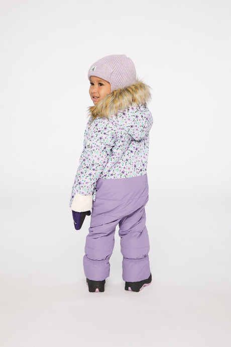 Baby Snug One Piece Snowsuit Adapted For Car Seats Purple Printed Mini Flowers-3