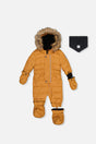 Baby Original One Piece Puffy Snowsuit With Removable Mittens And Boots Brown Sugar-0