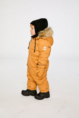 Baby Original One Piece Puffy Snowsuit With Removable Mittens And Boots Brown Sugar-2