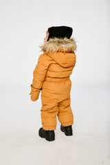 Baby Original One Piece Puffy Snowsuit With Removable Mittens And Boots Brown Sugar-3