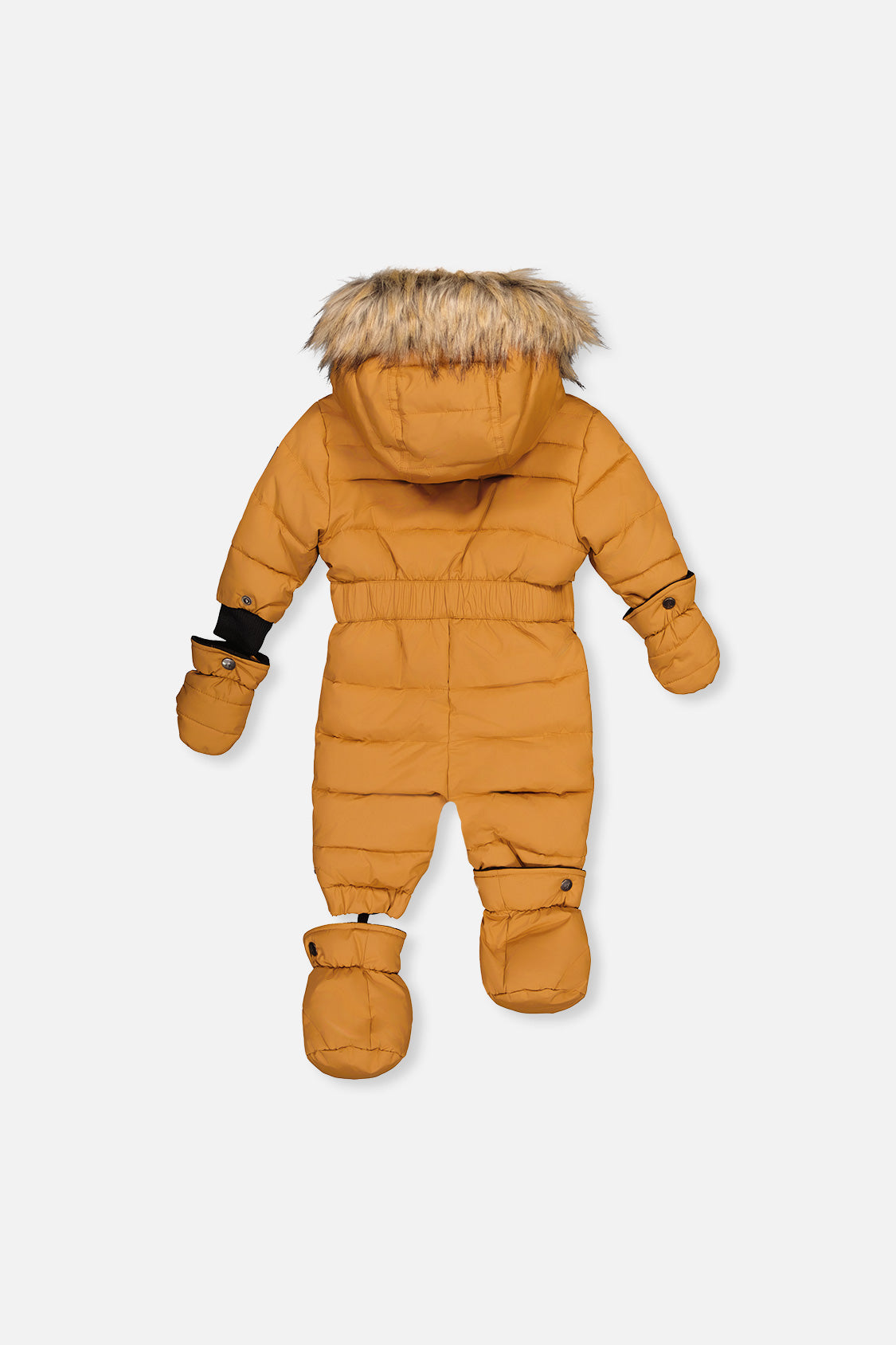 Baby Original One Piece Puffy Snowsuit With Removable Mittens And Boots Brown Sugar-4