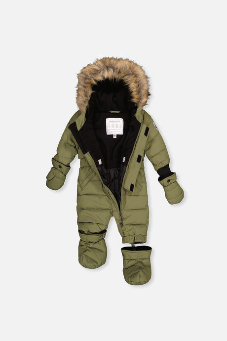 Deux par Deux Baby Original olive green snowsuit, alternate view 3