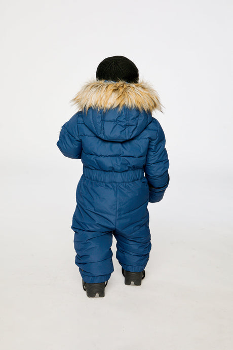 Baby Original One Piece Puffy Snowsuit With Removable Mittens And Boots Dark Blue-3