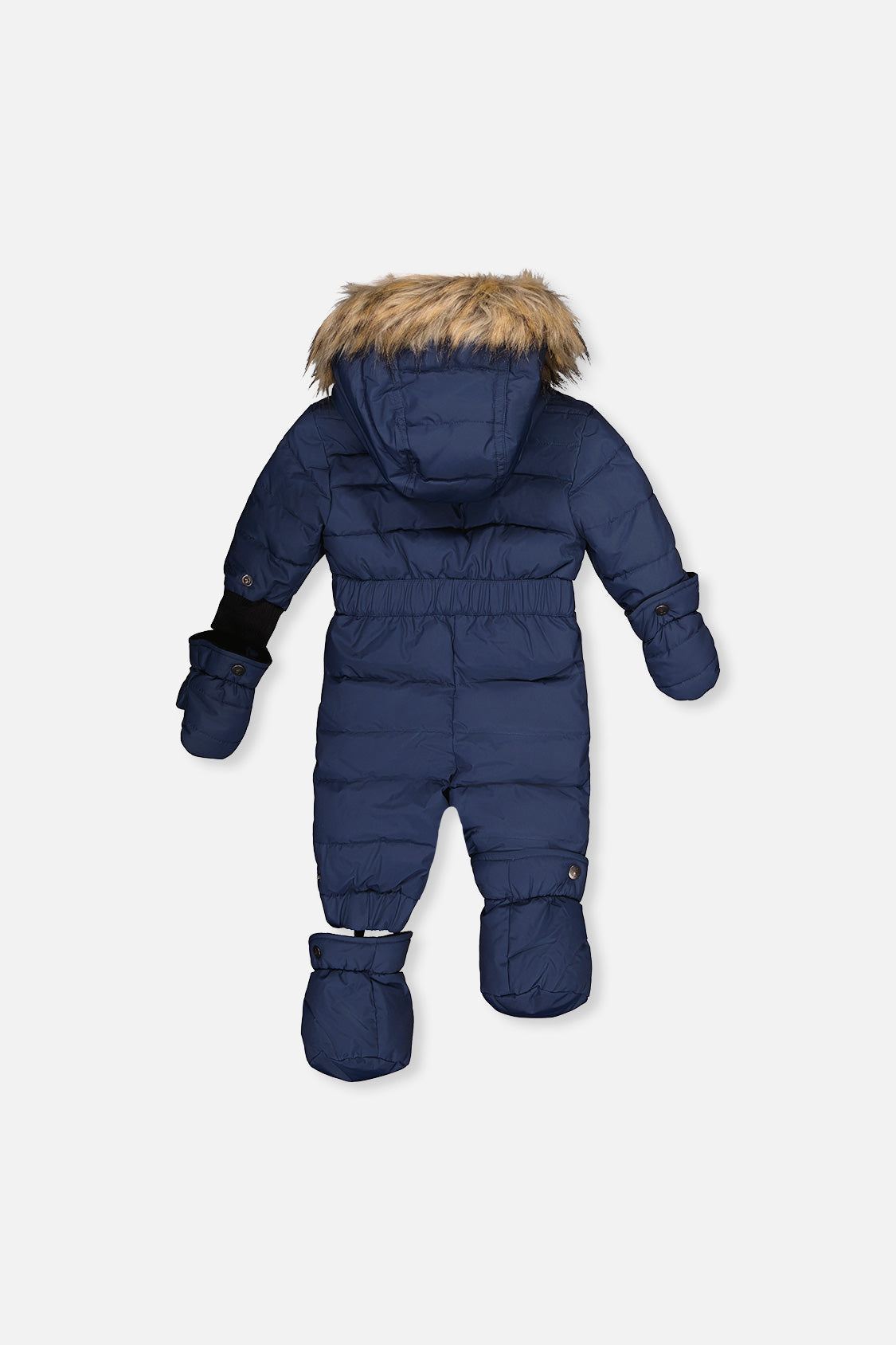 Baby Original One Piece Puffy Snowsuit With Removable Mittens And Boots Dark Blue-4
