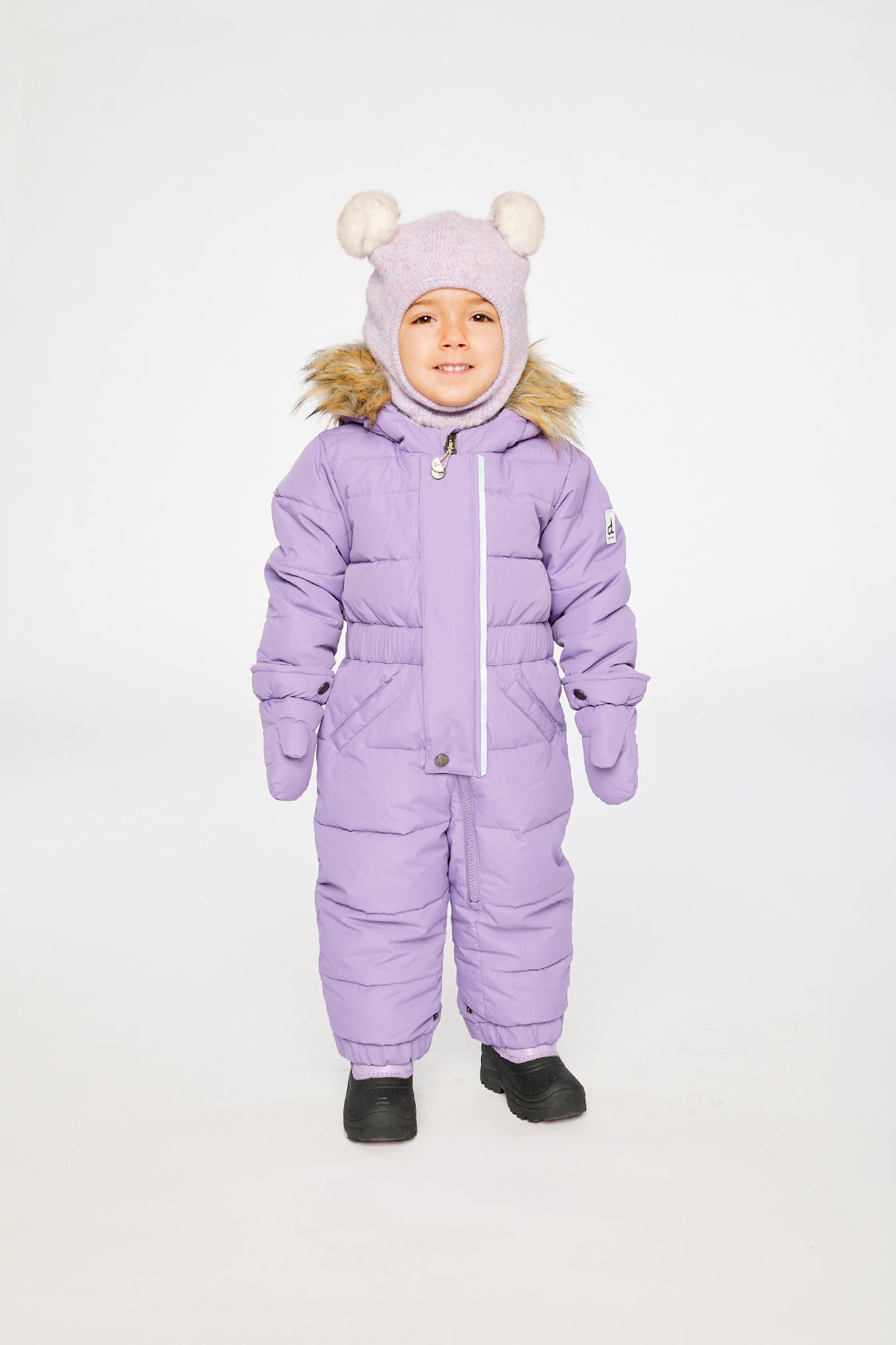 Baby Original One Piece Puffy Snowsuit With Removable Mittens And Boots Violet-1
