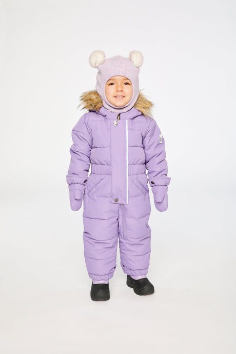 Baby Original One Piece Puffy Snowsuit With Removable Mittens And Boots Violet-1