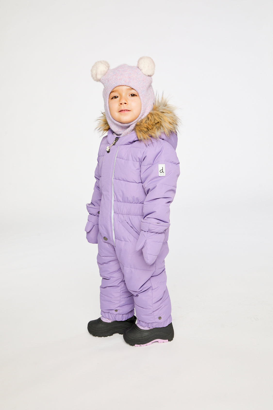 Baby Original One Piece Puffy Snowsuit With Removable Mittens And Boots Violet-2