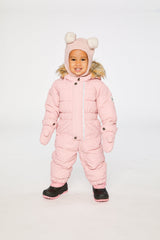 Baby Original One Piece Puffy Snowsuit With Removable Mittens And Boots Pale Dusty Pink-1