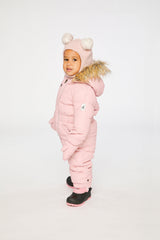 Baby Original One Piece Puffy Snowsuit With Removable Mittens And Boots Pale Dusty Pink-2