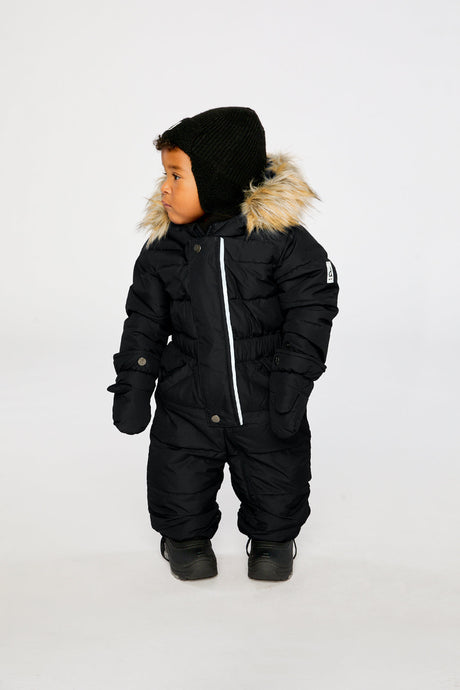 Baby Original One Piece Puffy Snowsuit With Removable Mittens And Boots Black-1