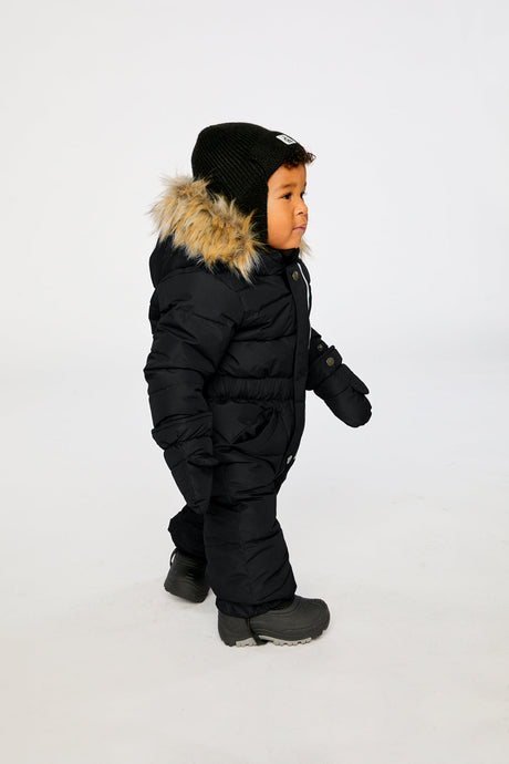 Baby Original One Piece Puffy Snowsuit With Removable Mittens And Boots Black-2