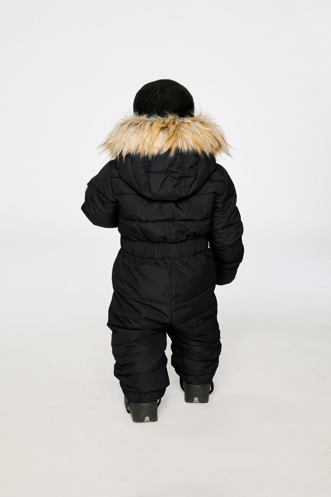 Baby Original One Piece Puffy Snowsuit With Removable Mittens And Boots Black-3