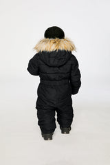 Baby Original One Piece Puffy Snowsuit With Removable Mittens And Boots Black-3